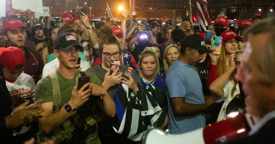 Trump supporters gather to protest the election results at the Maricopa County Elections Department office on November 4, 2020 in Phoenix, Arizona.