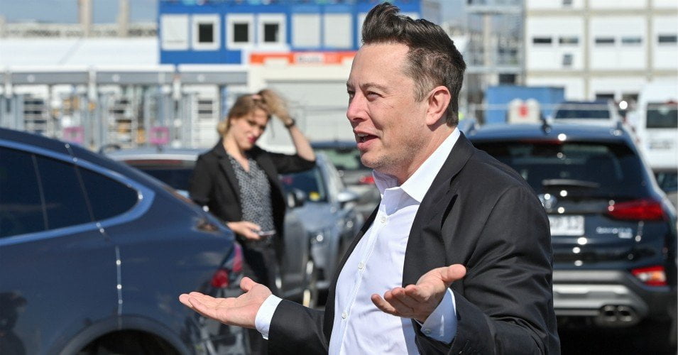 Billionaire Elon Musk, Tesla boss, comes to the construction site of the Tesla Giga Factory earlier this year. (Photo: Patrick Pleul/dpa-Zentralbild/ZB)