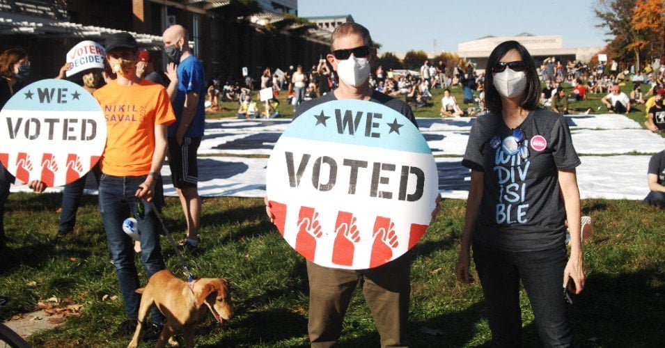 Philadelphians held a rally at Independence Mall to celebrate President-elect Joe Biden's victory in the 2020 presidential election on November 7, 2020. (Photo: Cory Clark/NurPhoto via Getty Images)