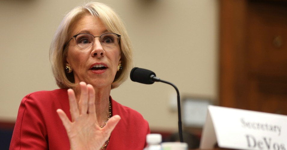 Secretary of Education Betsy DeVos testifies during a hearing before House Education and Labor Committee December 12, 2019 on Capitol Hill in Washington, D.C.