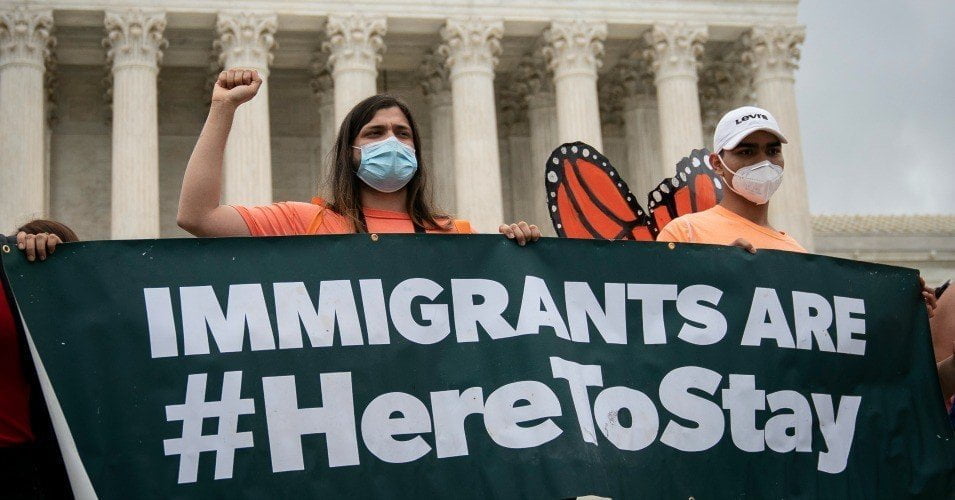 DACA recipients and their supporters rally outside the U.S. Supreme Court on June 18, 2020 in Washington, D.C. (Photo: Drew Angerer/Getty Images)