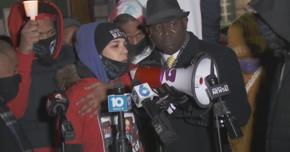 Karissa Hill (left), the daughter of slain unarmed Black man Andre' Hill, appears with civil rights lawyer Benjamin Crump at a December 26, 2020 news conference in Columbus, Ohio. (Photo: WAVY screen grab)